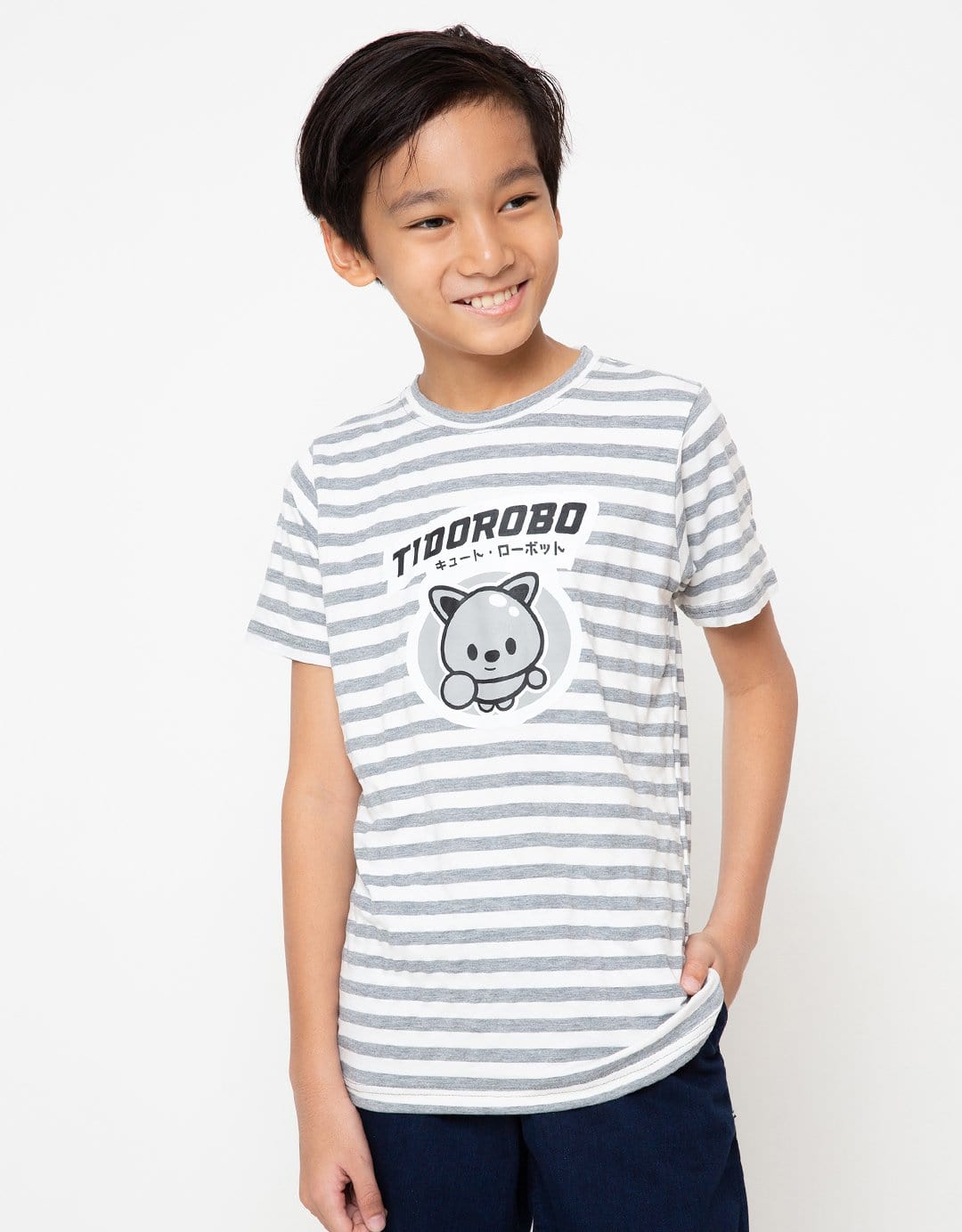 Td Kids BT155 kaos anak tido flying stripe putih abu