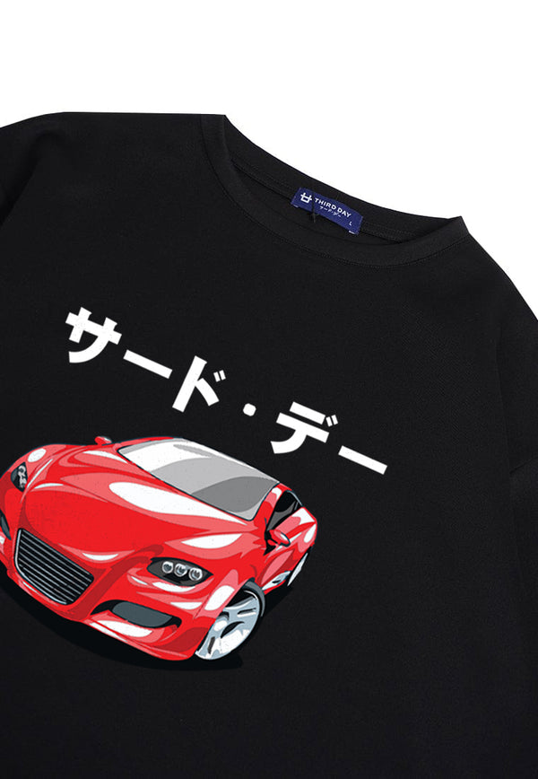 MTQ25 kaos oversize aesthetic mobil distro pria bahan tebal scuba "red viper katakana" hitam