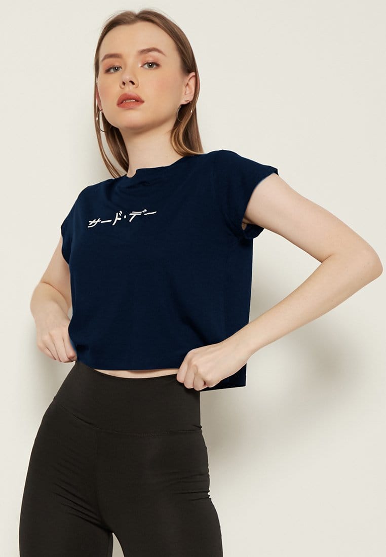 Third Day LTD19 RCP crop top katakana navy