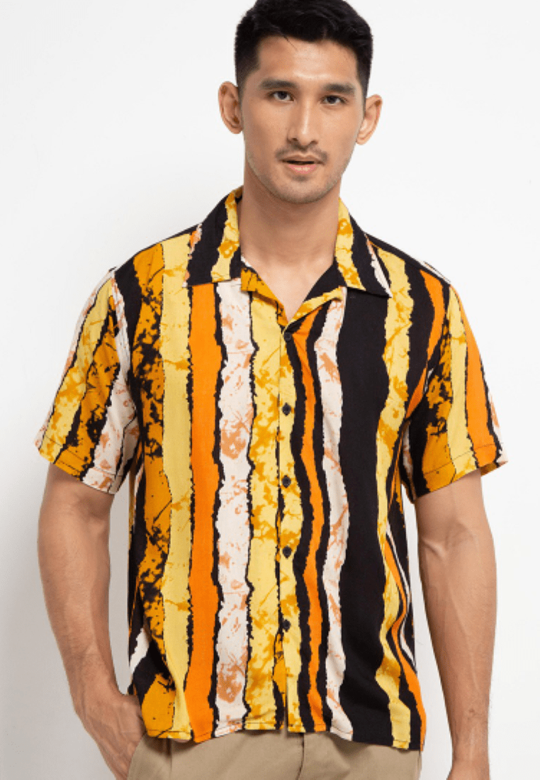 Nade Japan NTA48 Kemeja MOC Men Open Collar Salur Kubus