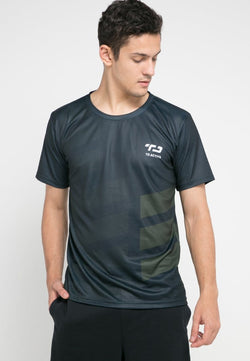 Td Active MS096 rib black green army running jersey