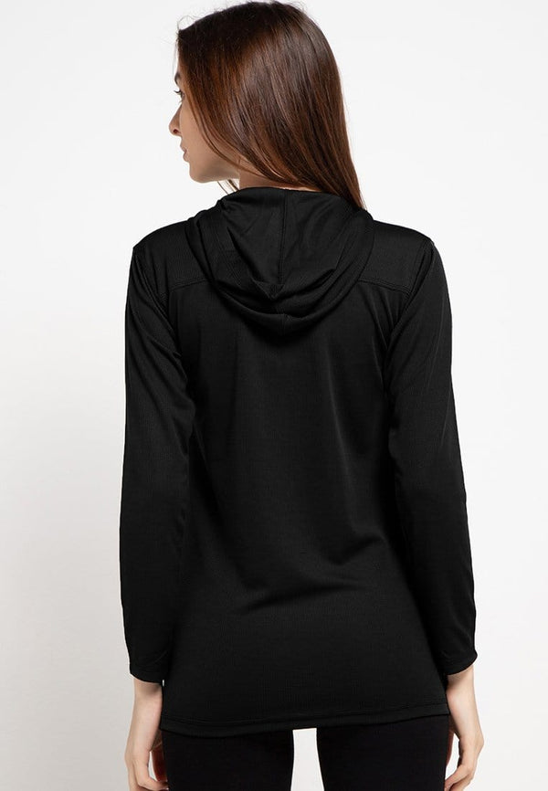 Td Active LS076 Sport LS Long Sleeve Hoodie Wanita Hitam