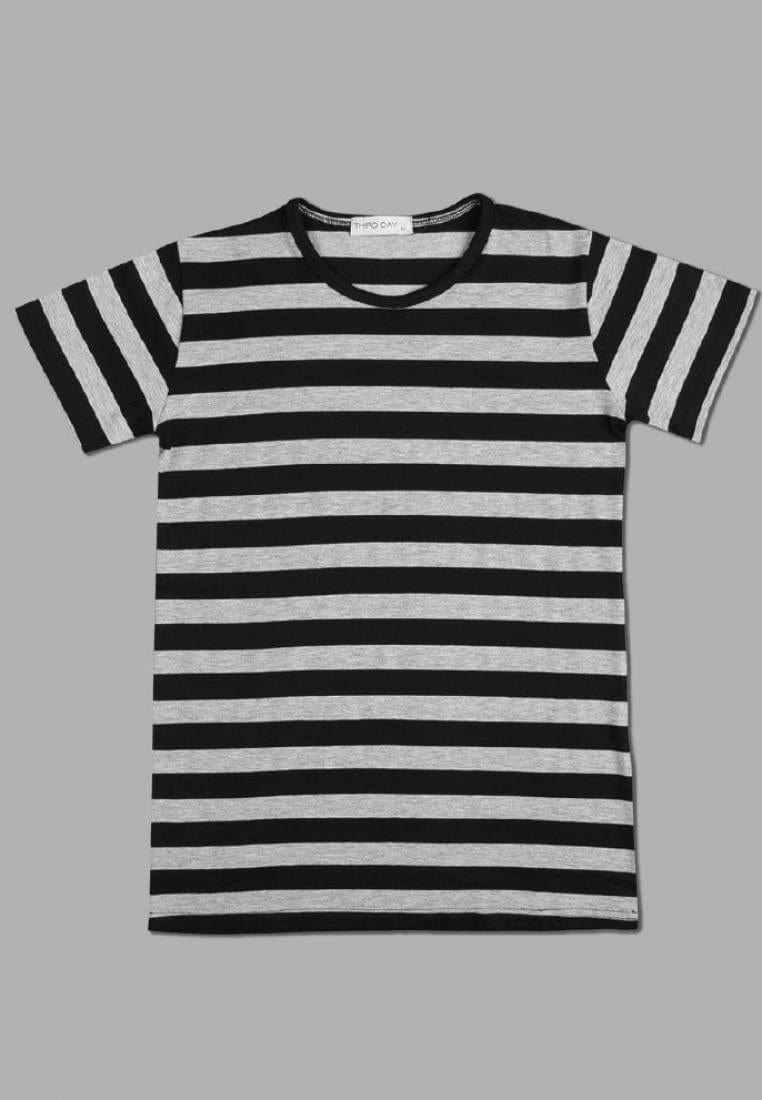 LT821Q s/s Lds Stripe grey-blkXS