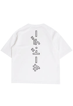 MTP98 kaos oversize gambar belakang outline katakana ver bahan scuba tebal pria distro aesthetic tulisan jepang putih