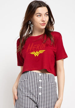 Third Day LTD11 CL Crop Loose Hero Wonder Woman Kaos Wanita TDLA Maroon