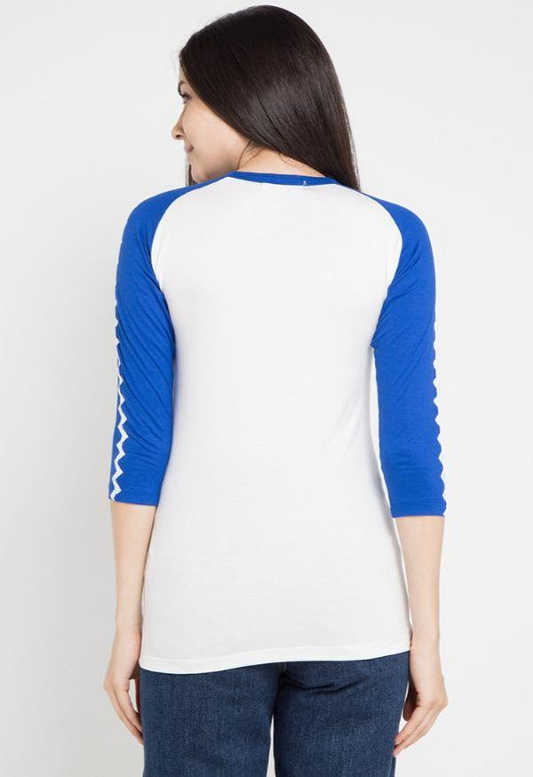 Third Day LT868Q 3/4 Lds Raglan Logo wh-blue