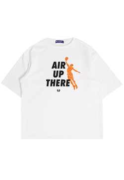 MTQ06 kaos basket basketball t shirt oversize bahan tebal scuba "air up there" putih