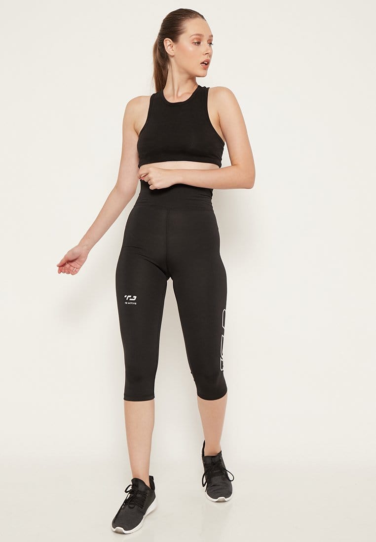 Td Active LB032 compression logo icon legging toreador olahraga wanita black