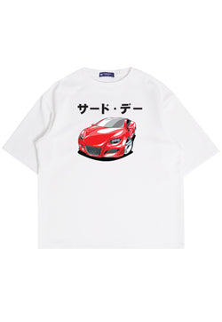 MTQ23 kaos oversize aesthetic mobil distro pria bahan tebal scuba "red viper katakana" putih