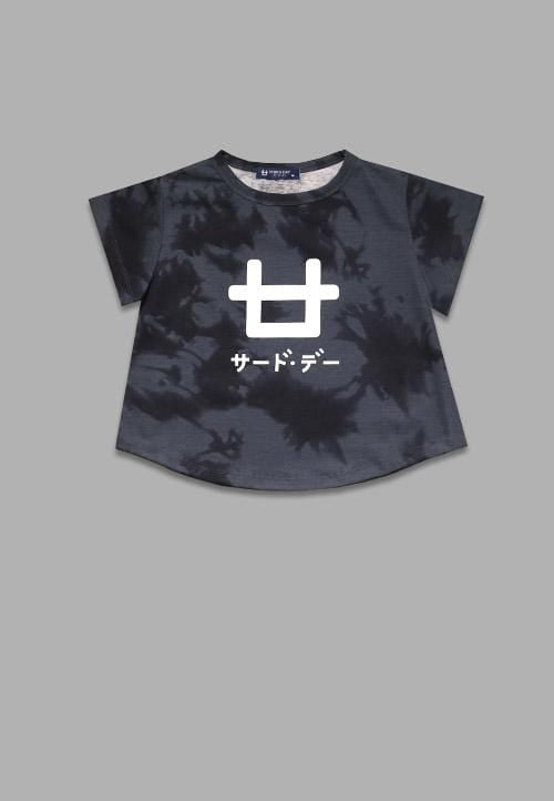 LT995U s-s lds crop tie dye logo grey