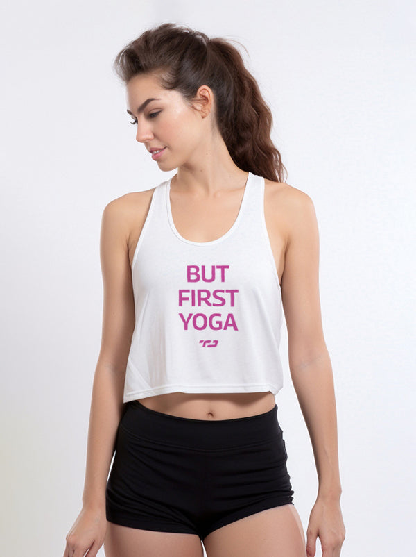 LSB26 kaos yoga crop wanita premium namaste kutung td active UAT instacool sleeveless putih