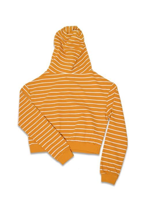 LMP022 pbch crop hoodie kuning putih belang stripe