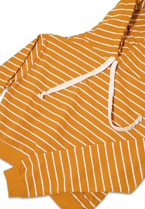 LMP022 pbch crop hoodie kuning putih belang stripe