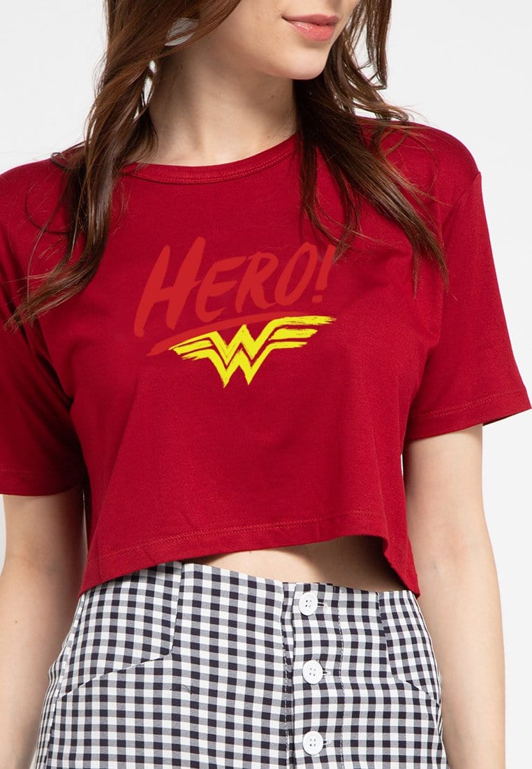 Third Day LTD11 CL Crop Loose Hero Wonder Woman Kaos Wanita TDLA Maroon