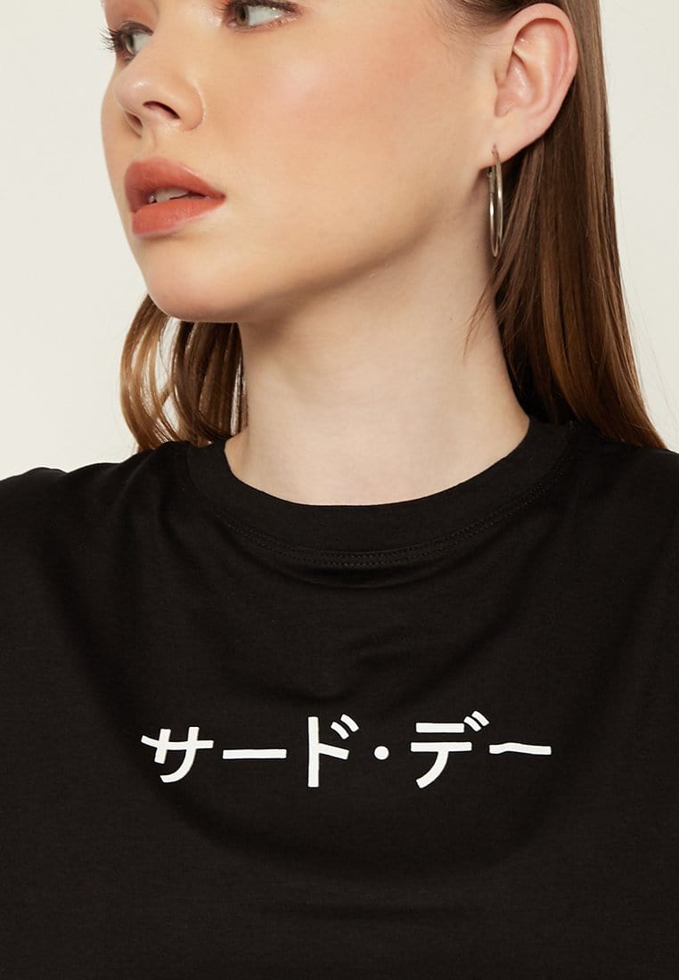 Third Day LTD13 RCP crop top katakana black