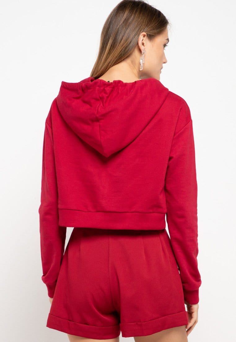 LMP023 pbch crop hoodie thdy sign square maroon