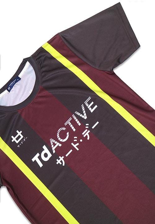 Td Active MS085 maroon gold lines running jersey