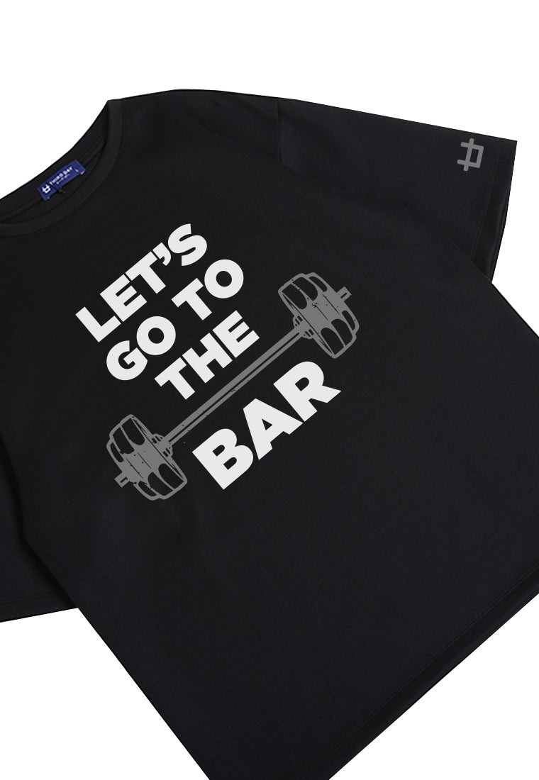 MTP47 kaos oversize gym bodybuilding casual bahan tebal scuba "let's go to the bar" hitam