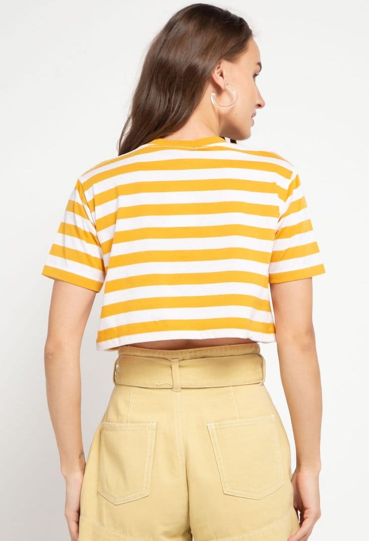 Td Friends LTD51 thirdday CL Crop Loose stripe mustard white tido dakir kaos casual wanita