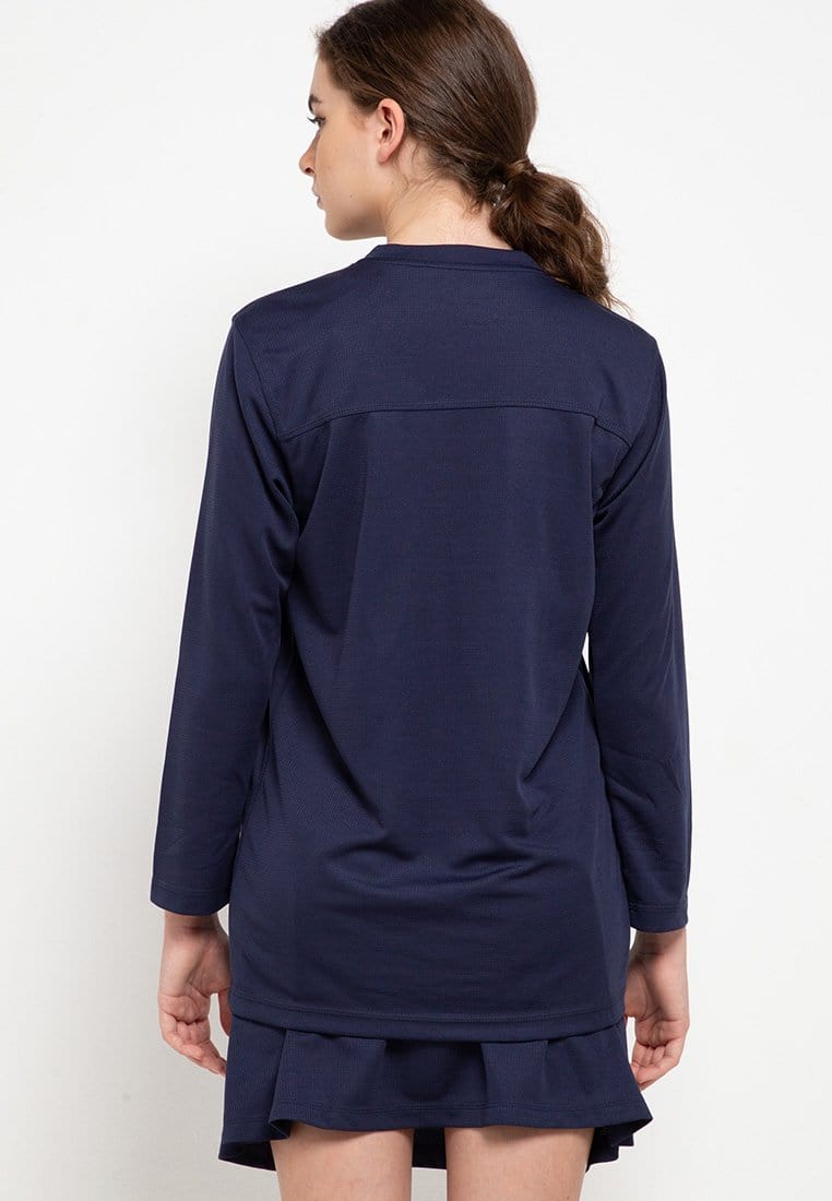 Td Active LS012 l-s Raglan Navy Kaos Olahraga Wanita