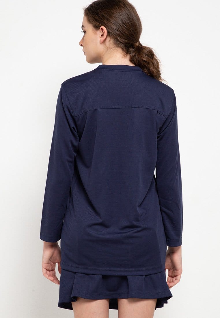 Td Active LS012 l-s Raglan Navy Kaos Olahraga Wanitai