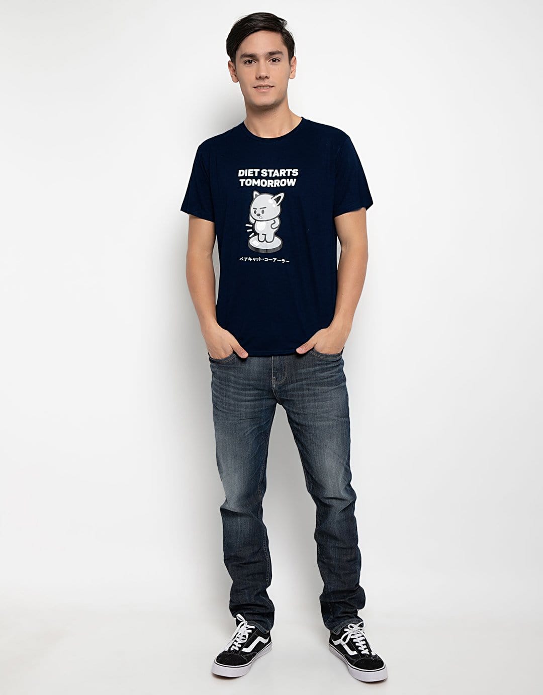 Td Friends MTH44 thirdday tido diet navy t-shirt unisex pria