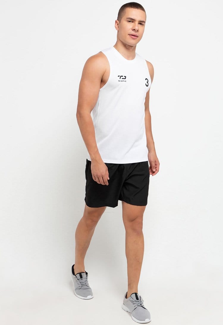 Td Active MS125 slvls Kutung Running Jersey Baju Lari Logo 3 Putih White