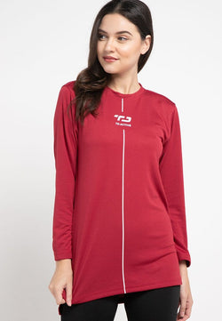 Td Active LS045 Sport mls raglan kaos olahraga wanita maroon