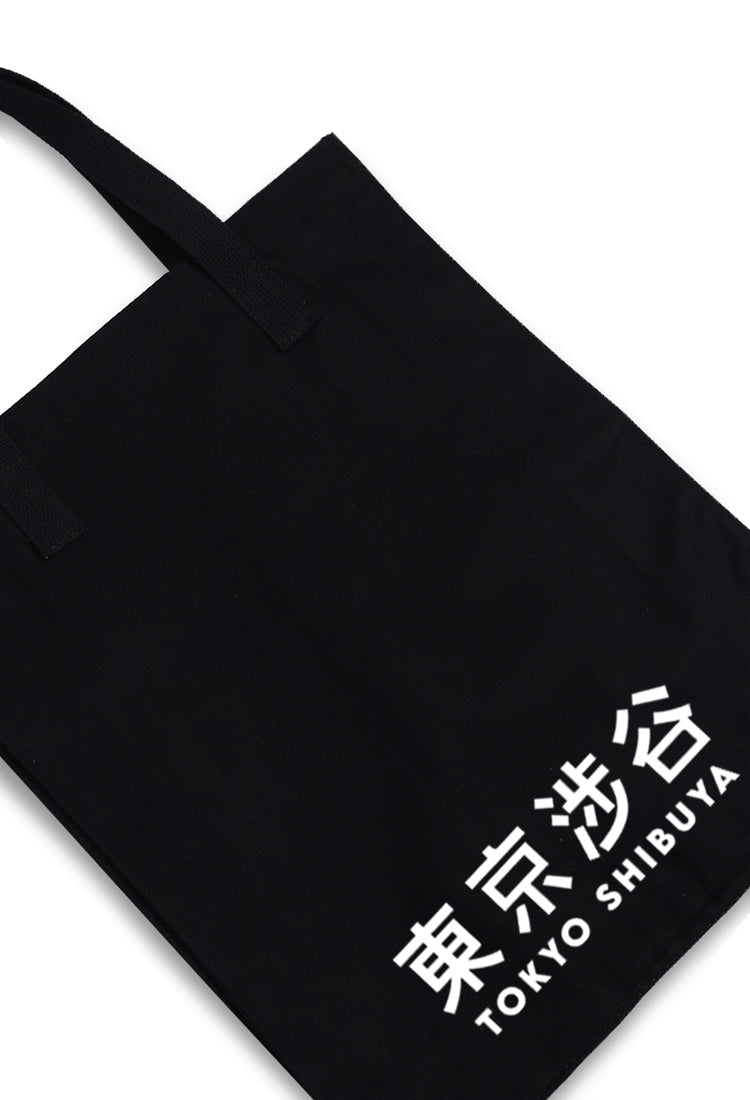 AMD02 totebag aesthetic kanvas pria wanita hitam black "tokyo shibuya"