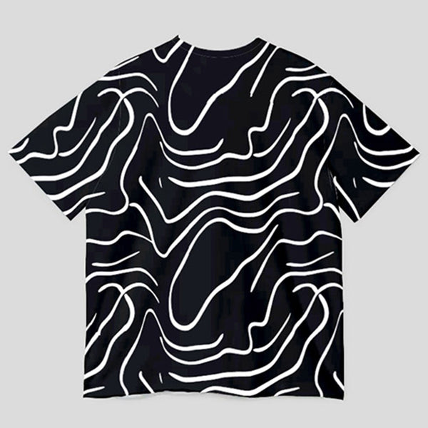 NX026 kaos oversize full print bahan light scuba pria distro jepang "abstract line"