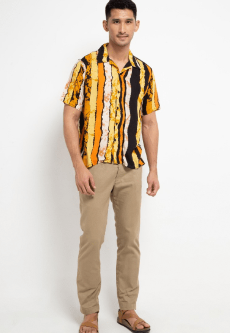 Nade Japan NTA48 Kemeja MOC Men Open Collar Salur Kubus