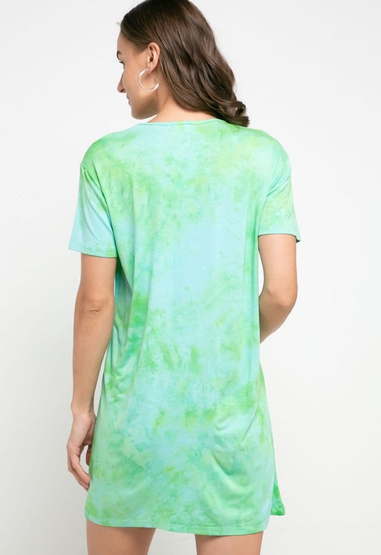 Third Day LTD33 Md Lds dress t-shirt tie dye green light blue