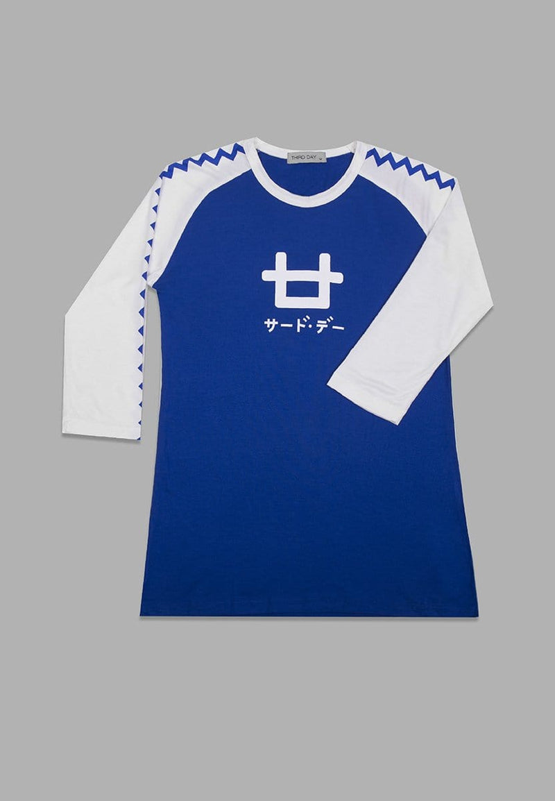 Third Day LT855Q 3/4 Lds Raglan Logo Blue White