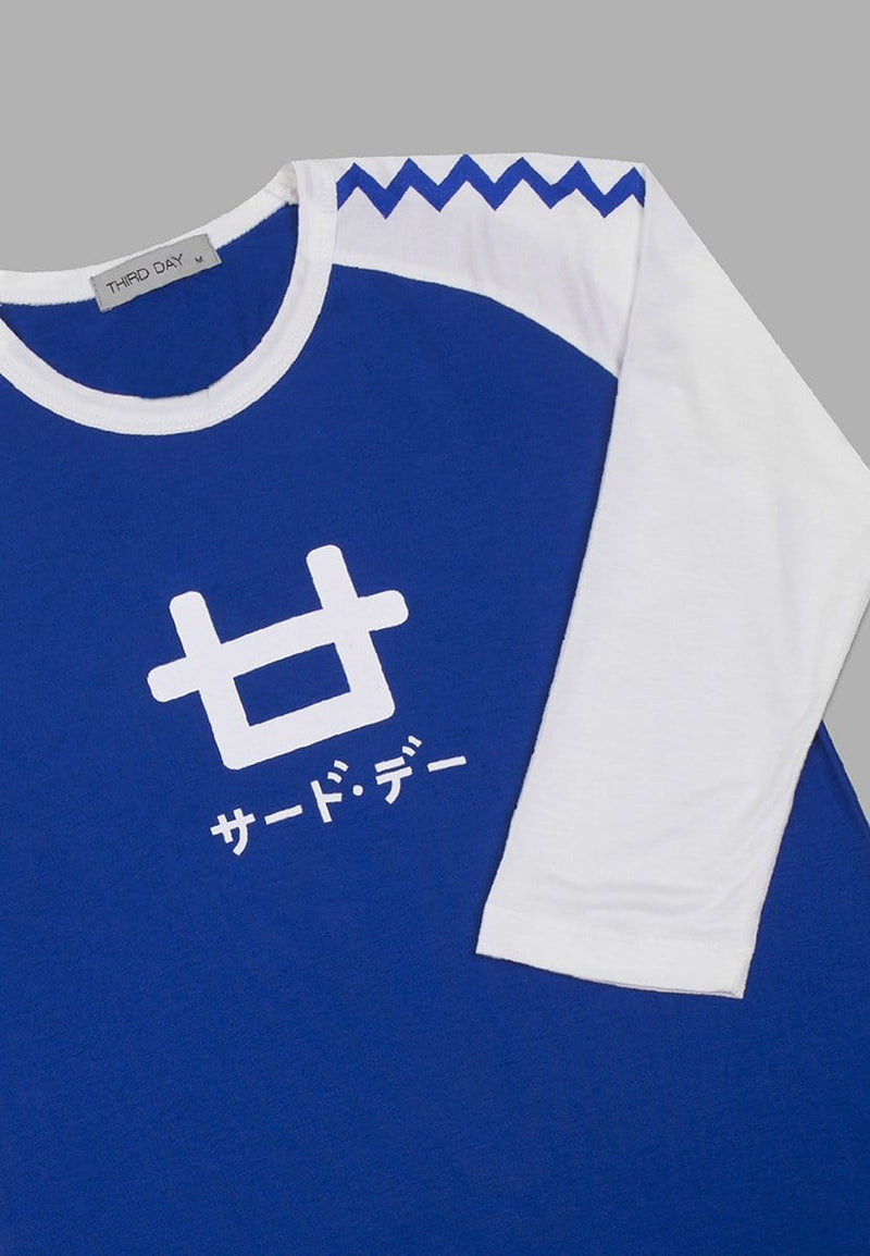 Third Day LT855Q 3/4 Lds Raglan Logo Blue White