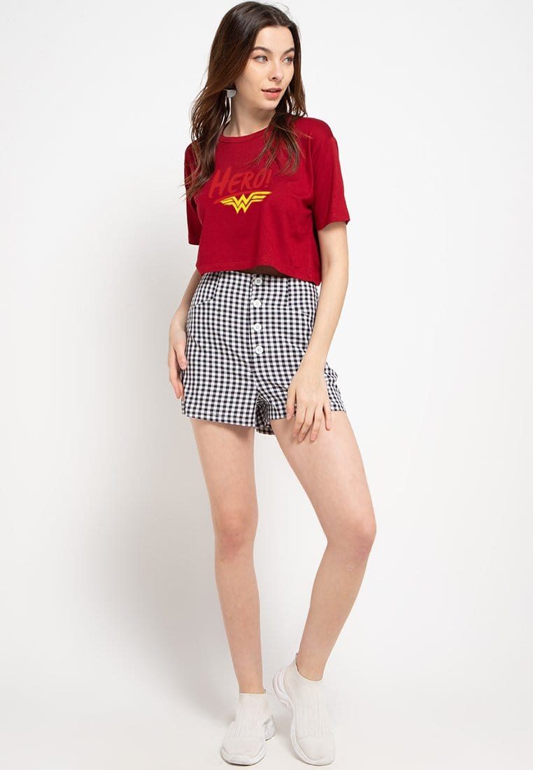 Third Day LTD11 CL Crop Loose Hero Wonder Woman Kaos Wanita TDLA Maroon