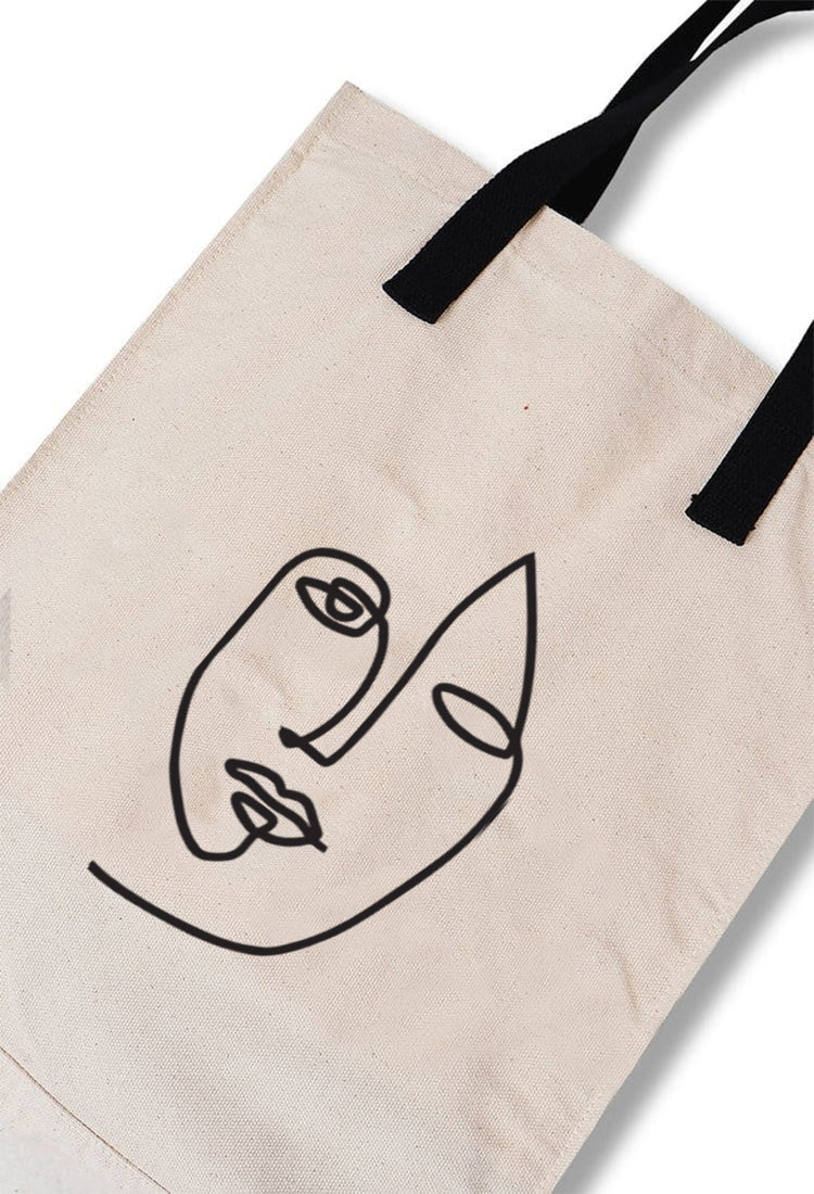 AMC76 totebag aesthetic pria wanita kanvas krem putih "art face"