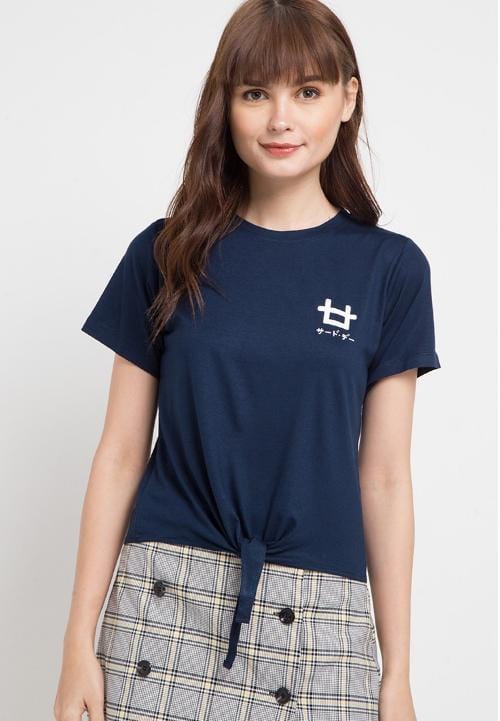 Third Day LTB15E CK Logo dakir T-shirt Navy crop knot