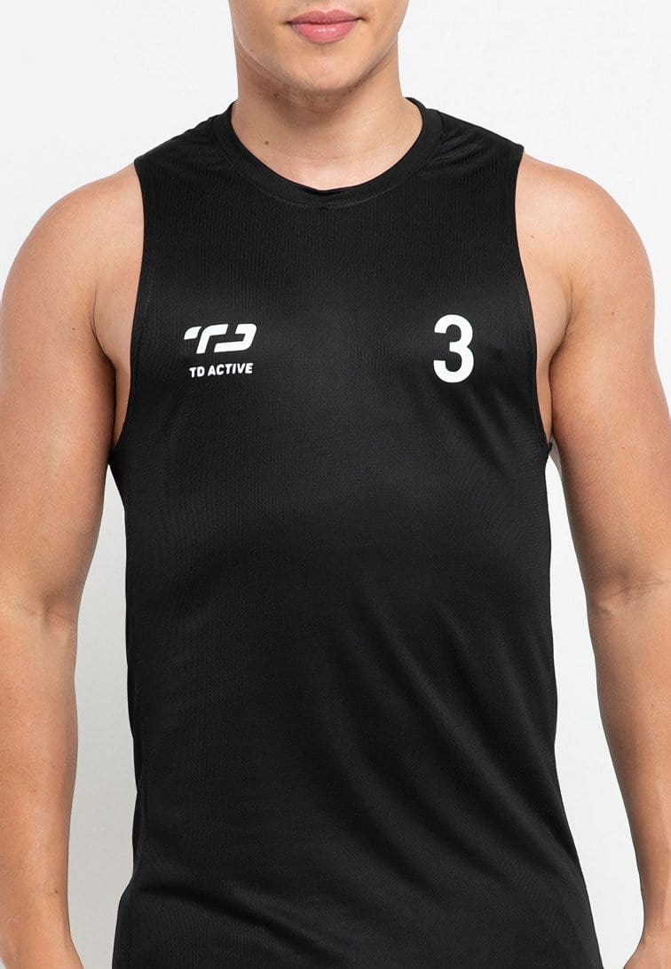 Td Active MS122 slvls Kutung Running Jersey Baju Lari Logo 3 Hitam