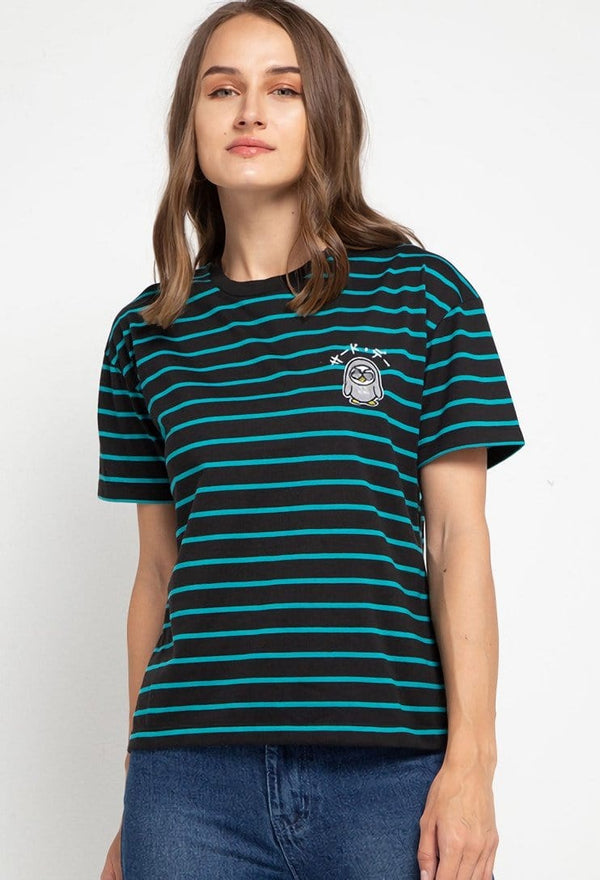 Td Friends LTD47 thirdday stripe black blue dj rock dakir kaos casual wanita