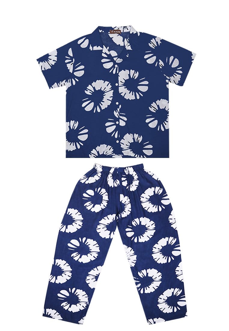 Nade Japan FT091 Piyama Set Instavoal Motif Bunga1 Navy