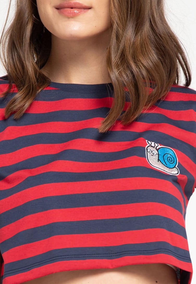 Td Friends LTD49 thirdday CL Crop Loose stripe black red hazi genius dakir kaos casual wanita