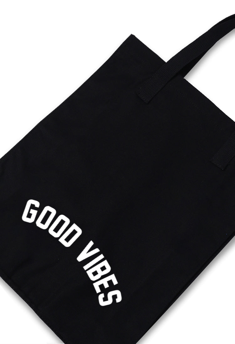 AMC94 totebag aesthetic kanvas pria wanita hitam black "good vibes"