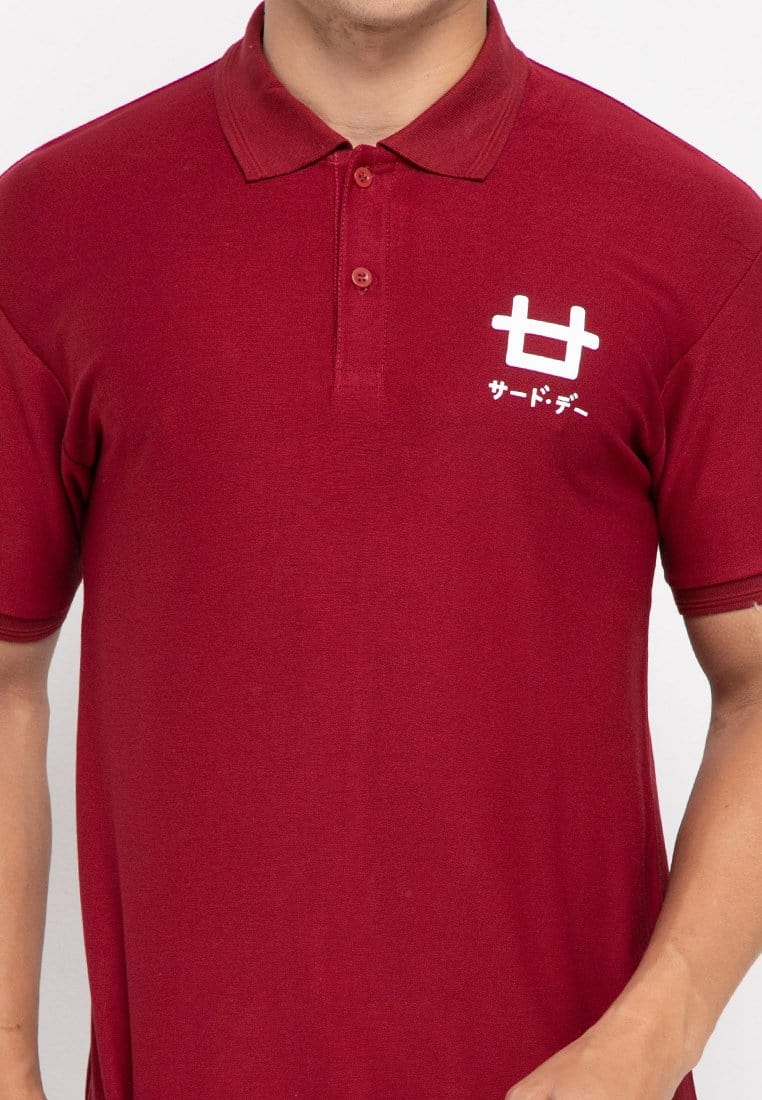 Third Day MTG99 polo casual pria logo dakir shirt maroon