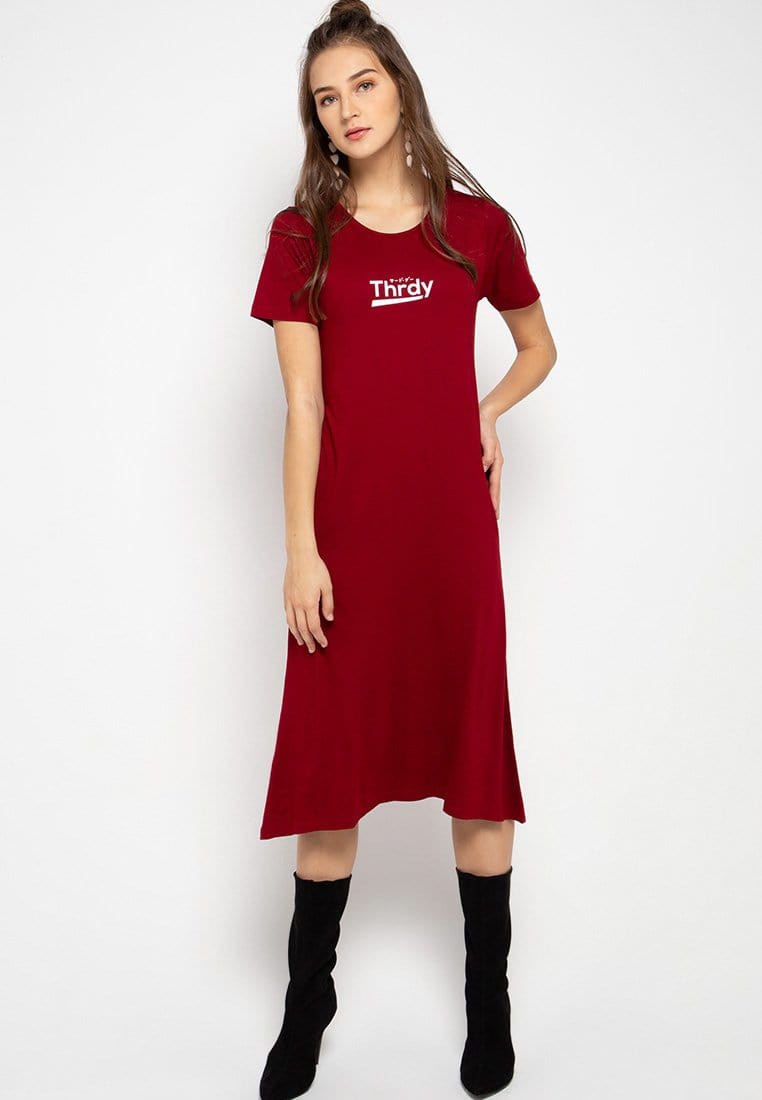 Third Day LTC47 xd dress thrdy maroon dress midi