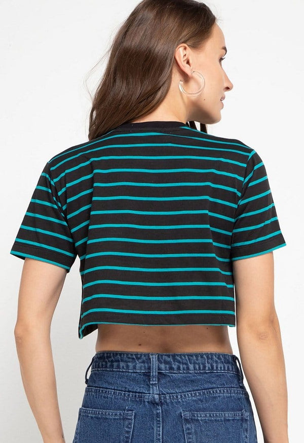 Td Friends LTD53 thirdday CL Crop Loose stripe black blue dj rock dakir kaos casual wanita