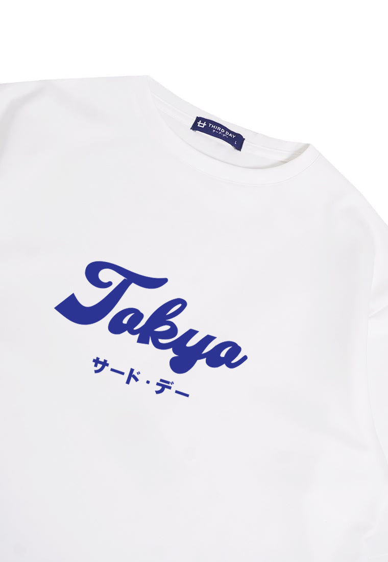 MTQ28 kaos oversize tokyo jepang distro pria bahan tebal scuba "tokyo katakana" putih