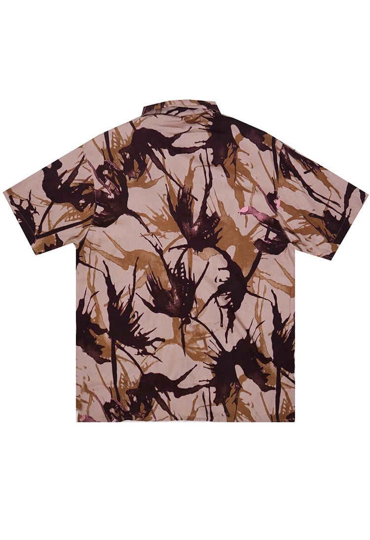 Nade NTA06 Kemeja pria lengan pendek motif daun api coklat