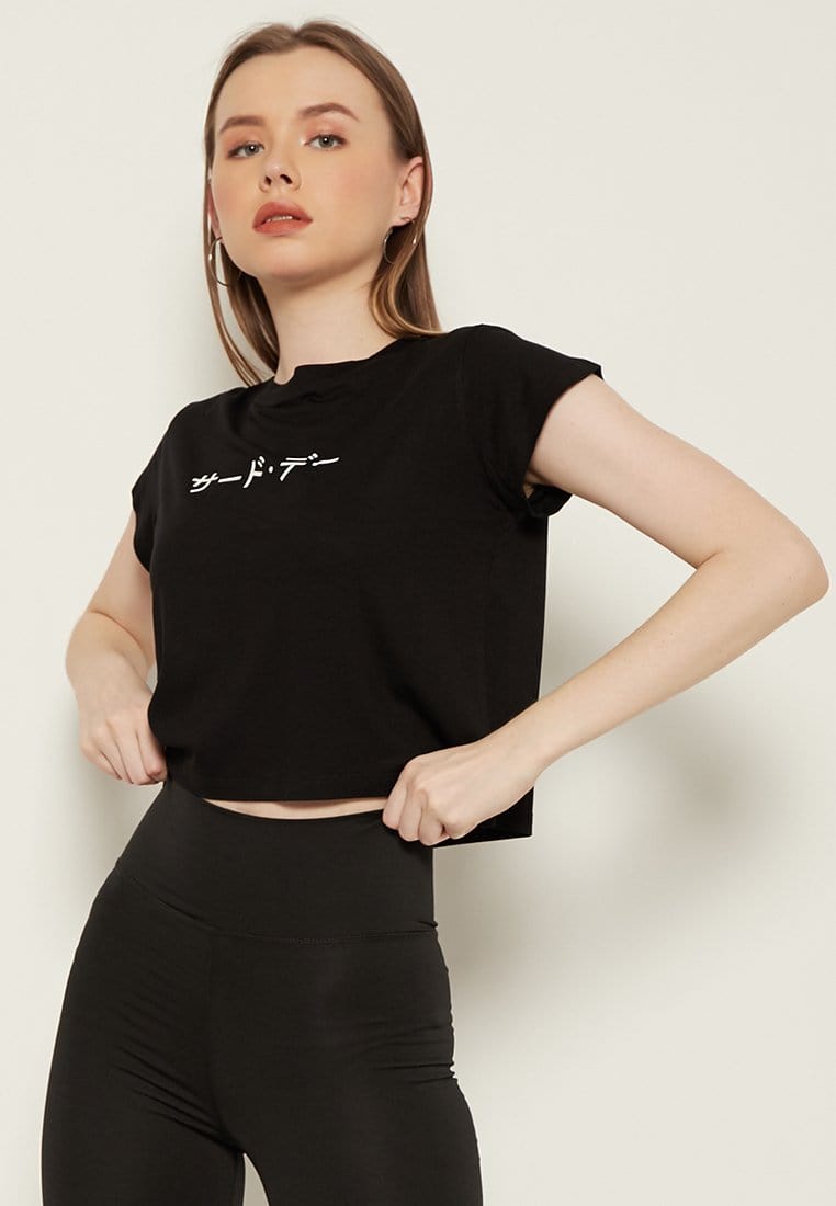 Third Day LTD13 RCP crop top katakana black