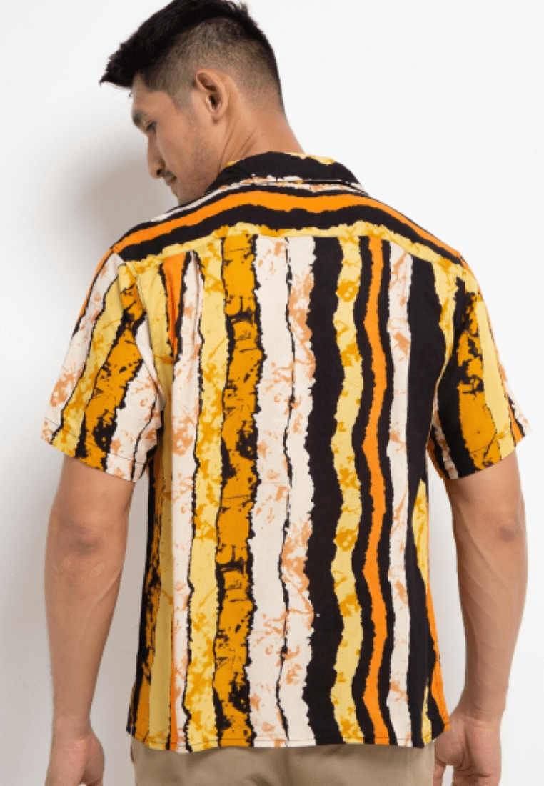 Nade Japan NTA48 Kemeja MOC Men Open Collar Salur Kubus