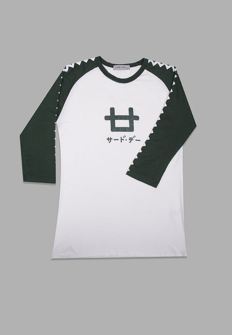 Third Day LT863Q 3/4 Lds Raglan Logo wh-green